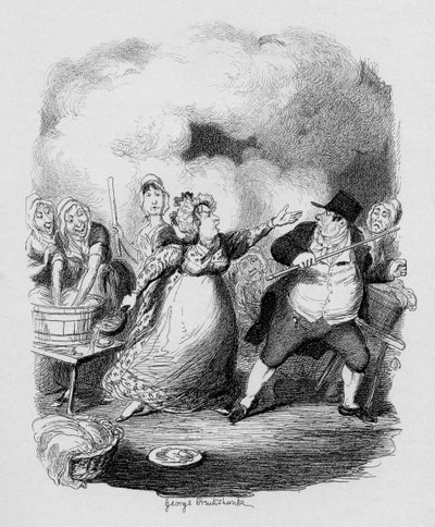 バンブル氏は、チャールズディケンズの「オリバーツイストの冒険」（1812-70年）、1838年、チャップマンウントホール発行、1901年から貧困層の目の前で衰退した 作： George Cruikshank