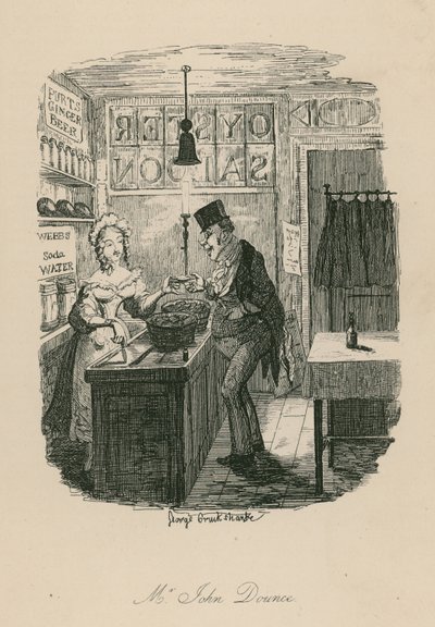 John Dounce氏、BozによるSketchesのキャラクター（Charles Dickens） 作： George Cruikshank