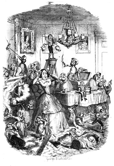 Greatest Plague of Life、c1840sによる死への懸念がほぼありました。 作： George Cruikshank