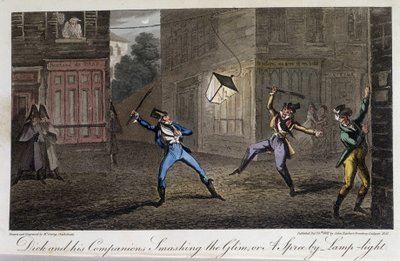夜のタパージュ。Chahut et bruit - ロンドン、デビッド・キャリーの「Life in Paris」にて 作： George Cruikshank
