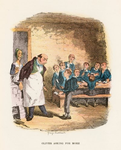 詳細を求めるオリバー、チャールズディケンズの「オリバーツイスト」のイラスト 作： George Cruikshank