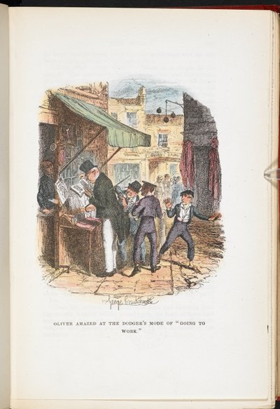 オリバー・ツイストの冒険から、ドジャースの「仕事に行く」モードに驚いたオリバー ... Cruikshank による 24 のイラスト付き 作： George Cruikshank