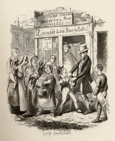 チャールズディケンズの「オリバーツイストの冒険」（1812-70）1838年、チャップマンウントホール発行、1901年 作： George Cruikshank