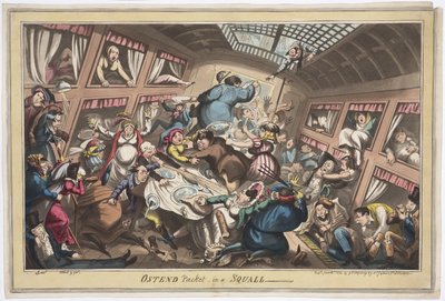 スコールのオステンドパケット、1824年（アクアチント色） 作： George Cruikshank
