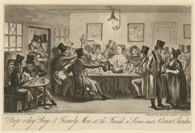 Peep o &39;dayフィニッシュ時の男の子と家族の男性：コヴェントガーデンの近くのシーン 作： George Cruikshank