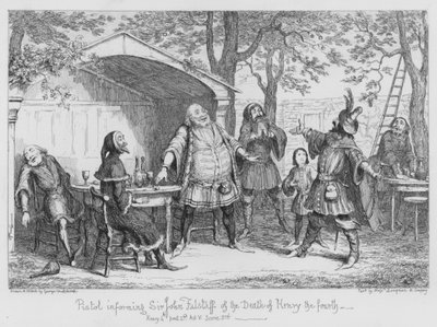 ジョンファルスタッフにヘンリーの死を4番目に知らせるピストル 作： George Cruikshank