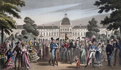 プロムナード・オ・ジャルダン・デ・チュイルリー - デイビッド・ケアリー著「Life in Paris」（ロンドン）より 作： George Cruikshank