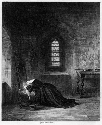 ジェーン女王、ブリックタワー、ロンドン塔、1553-1554、1840年に投獄されました。 作： George Cruikshank