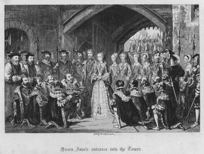 ジェーン女王の塔への入場（彫刻 作： George Cruikshank
