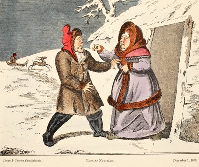 ロシアの婚約者、パブ。 1808（手描きの彫刻） 作： George Cruikshank