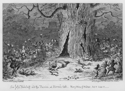 ジョンファルスタッフ卿と妖精たち、ハーネスオーク 作： George Cruikshank