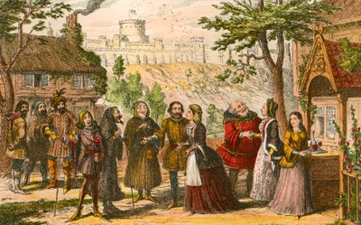 ジョンファルスタッフ卿、ウィンザーでの友人ページへの訪問 作： George Cruikshank