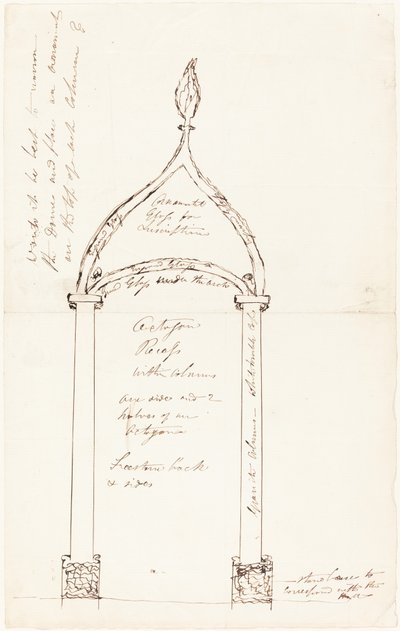 柱のある八角形のくぼみのスケッチ 作： George Cruikshank