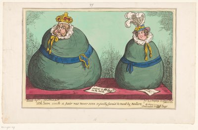 Spotprent op koning George IV en koningin Caroline、1820 ああ！ 確かに、そのようなペアは見たことがなく、自然に会うために正当に形成されました（オブジェクトのタイトル） 作： George Cruikshank