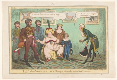 スポットプリント op プリンセス キャロライン、1817 年 R-y-l 見下すか、外務大臣が驚いた! 作： George Cruikshank