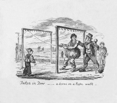 トウで撮影-ロープウォーク、1829年のシーン 作： George Cruikshank