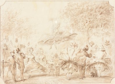 ハイドパークでの「Taking the Air」[裏面] 作： George Cruikshank