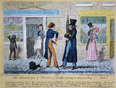 旅の利点」または「少しの学びは危険なこと」。 作： George Cruikshank
