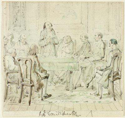 The Assembly of the Gifted: Mr.Bullock は彼の友人に演説します 作： George Cruikshank