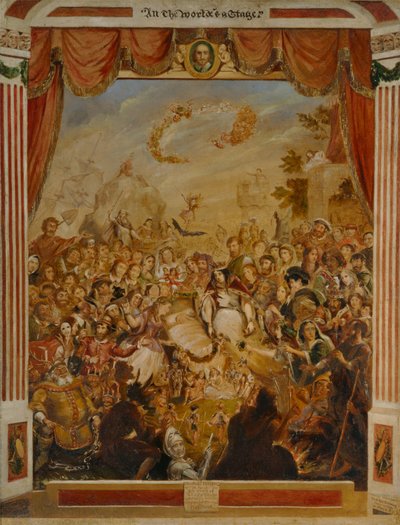 1564年に彼の劇的な会社の一部と一緒に地球の舞台にウィリアムシェイクスピア（1564-1616）が初登場 作： George Cruikshank