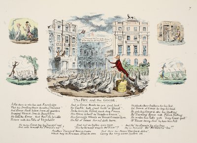 キツネとガチョウ、パブ。 1833（手描きの彫刻） 作： George Cruikshank