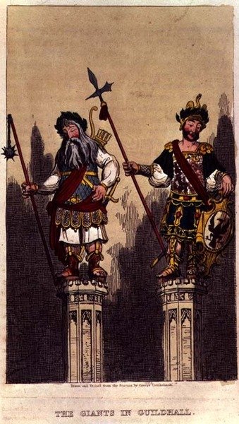 ギルドホールの巨人たち、1824年頃のパブ 作： George Cruikshank