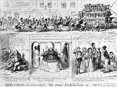 1851年にロンドンのハイドパークで開催された万国博覧会。 作： George Cruikshank