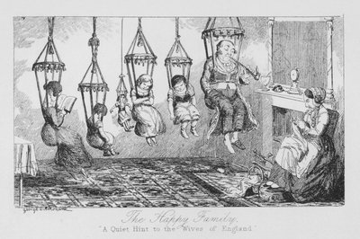 幸福な家庭、イギリスの妻たちへの静かなヒント(彫刻) 作： George Cruikshank