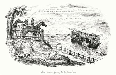 The Horses Going to the Dogs（犬に行く馬）」（彫刻 作： George Cruikshank