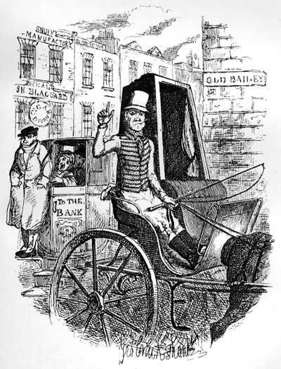 最後のタクシー運転手と最初のオムニバスCAD、c1900 作： George Cruikshank