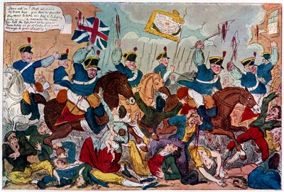 ピータールーの虐殺、または英国人のストライクホーム、1819年1904年。 作： George Cruikshank