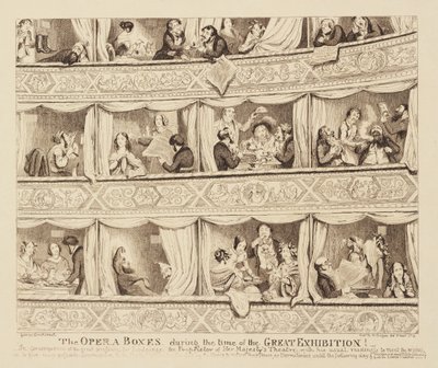 1851年の大展覧会の期間中のオペラボックス 作： George Cruikshank