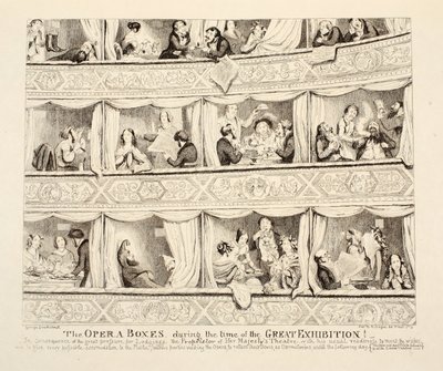 偉大な展覧会、パブの時のオペラボックス。 1851 作： George Cruikshank
