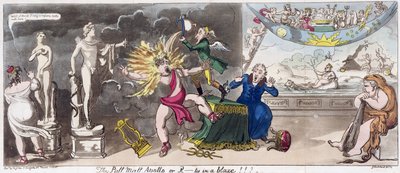 ポール・モール・アポロ、または、R...ty in a blaze!!!!1816年（彩色済みエングレービング 作： George Cruikshank