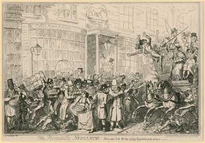 ピカデリーの迷惑：地区の立役者にふさわしい奉仕 作： George Cruikshank