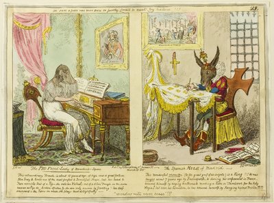 マンチェスター広場のブタ顔の女とマドリッドのスパニッシュ・ミュール 作： George Cruikshank