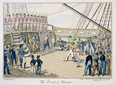1825年に発行されたポイントオブオナー（カラー彫刻） 作： George Cruikshank