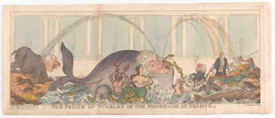 1812 年 5 月 1 日、アンカーでのクジラの王子または漁師。 作： George Cruikshank