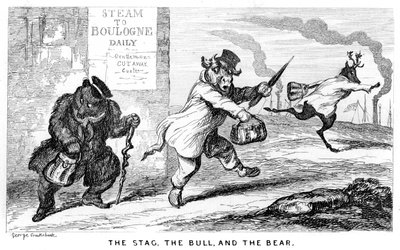 雄鹿、雄牛、そして熊、19世紀。 作： George Cruikshank