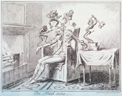 「頭痛」、1835 作： George Cruikshank