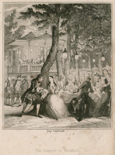 ロンドンのボクソール庭園での夕食 作： George Cruikshank