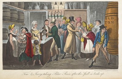 魔法が解けて青い破滅を迎えるトムとジェリー、「Life in London, etc.」 by Pierce Egan 作： George Cruikshank
