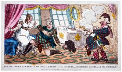 「ウミガメとウミガメのスープ!!」、1822年。 作： George Cruikshank
