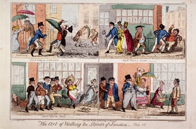 「ロンドンの通りを歩く」、1818 作： George Cruikshank