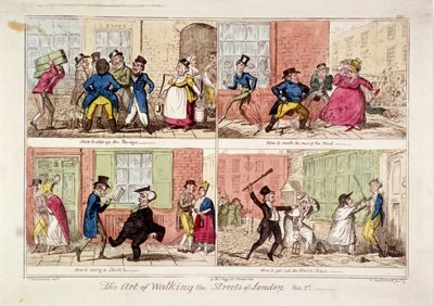 「ロンドンの通りを歩く」、1818 作： George Cruikshank
