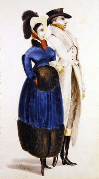 冬のファッション（水彩・紙） 作： George Cruikshank