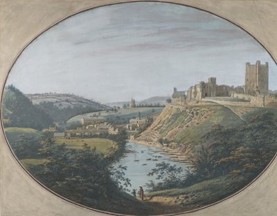 リッチモンド、ヨークシャー、イングランド、1788 年の眺め。 作： George Cuit