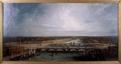 1800 年にロンドンに提案された二重ロンドン橋。 作： George Dance