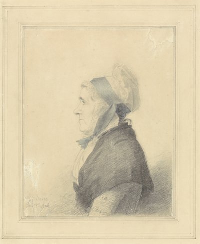 1796年の老婦人の肖像（紙に黒鉛、インク、トイレ） 作： George Dance