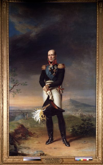 「元帥ミハイル（ミシェル）ボグダノビッチ・バークレー・ド・トリー（Barclay-de-Tolly）（1761-1818）の肖像」（元帥ミハイル伯爵（ミハイル）ボグダノビッチ（1761-1818）の肖像画）ジョージ・ドーウェ（1781-1829）による絵画1829 寸法 361x258 cm 美術館 作： George Dawe